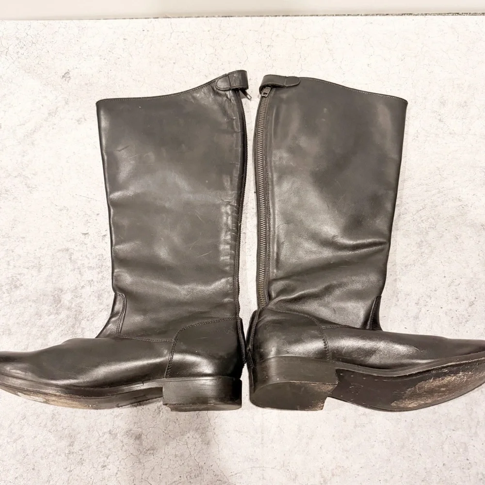 Frye MELISSA BUTTON BACK ZIP BOOT 3470835 Black Tall Leather Size 6.5